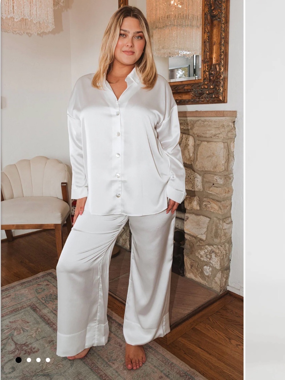 Show Me Your Mumu Satin Lounge Set S Top M Pants Bridal Ivory Pajama Set Bridal - Picture 2 of 9
